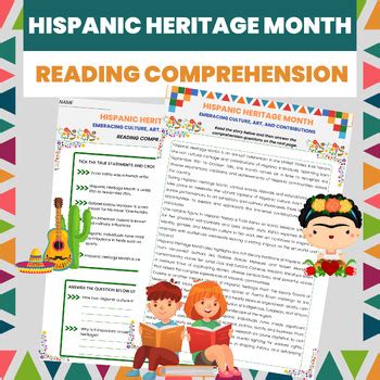 Hispanic Heritage Month Reading Comprehension Worksheet Tpt