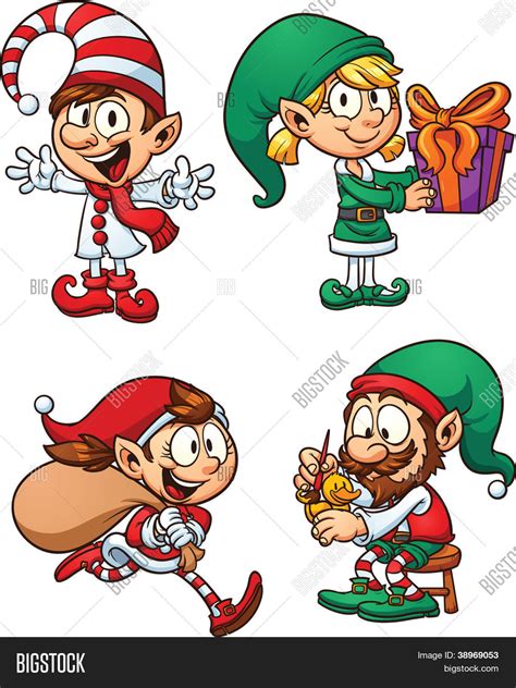 Cartoon Christmas Elf Vector And Photo Free Trial Bigstock