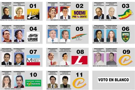 Tarjetones Para Elecciones Presidenciales Desde 1990