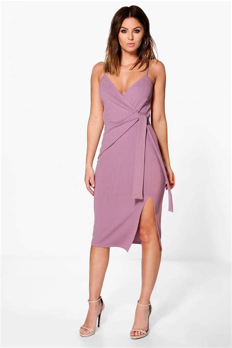 Perri Strappy Wrap And Tie Detail Midi Dress Boohoo