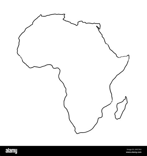 Africa Hand Drawn Map Continent Silhouette Stylized Contour Borders