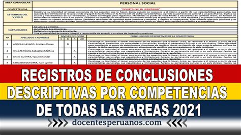 Registros De Conclusiones Descriptivas Por Competencias De Todas