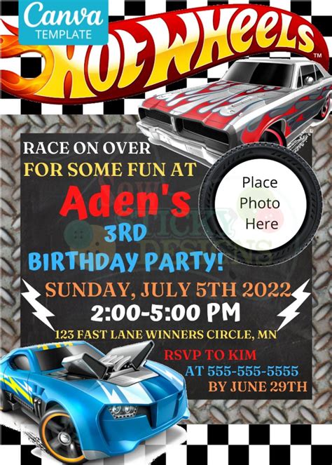 Hot Wheels Birthday Invitation Racecar Birthday Invitation