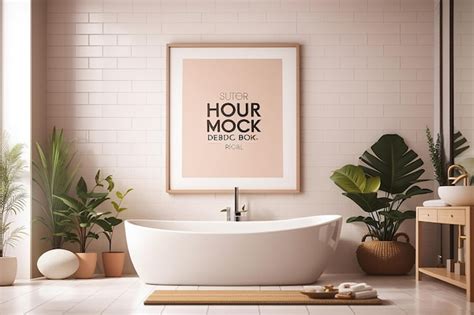 Premium Photo Poster Frame Mockup On Bathroom Interior