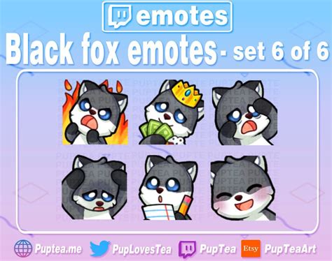 X Cute Black Fox Emotes Pack For Twitch And Discord Set Etsy In