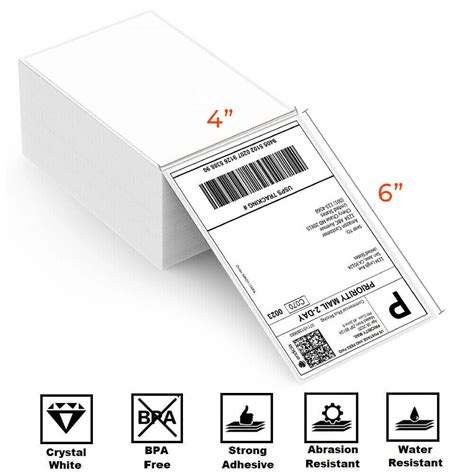 1000 4 X 6 Fanfold Direct Thermal Shipping Labels White For Zebra Rollo