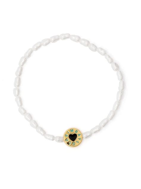 Bimba Y Lola Logo Engraved Faux Pearl Bracelet White Farfetch Au