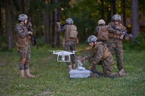 Premium Photo Soldiers Squad Are Using Drone For Scouting