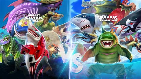 Hungry Shark Evolution Vs Hungry Shark World All 72 Sharks Unlocked Sharknarok Vs Abyssal