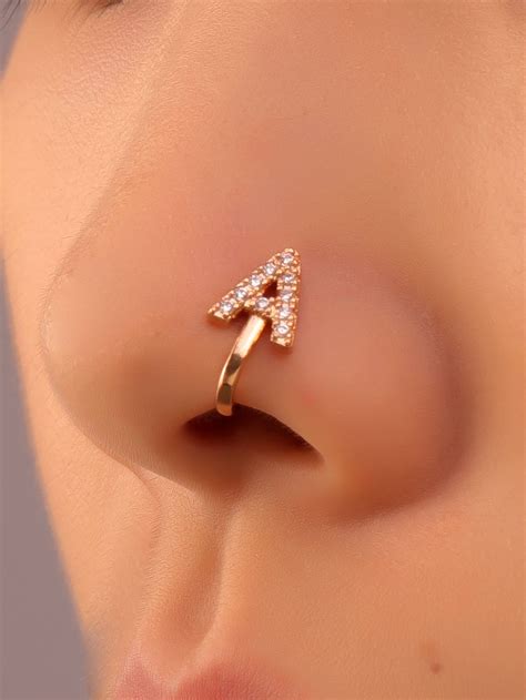 Cubic Zirconia Letter Decor Nose Cuff Nose Jewelry Nose Ring Jewelry