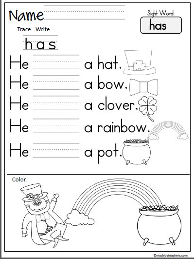 St Patrick S Day Sight Word Practice Has Made By Teachers Sight