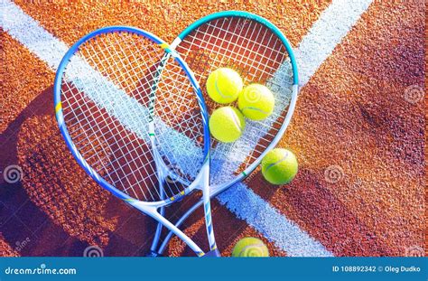 Tennis Game. Tennis Balls and Rackets on Stock Photo - Image of yellow, score: 108892342