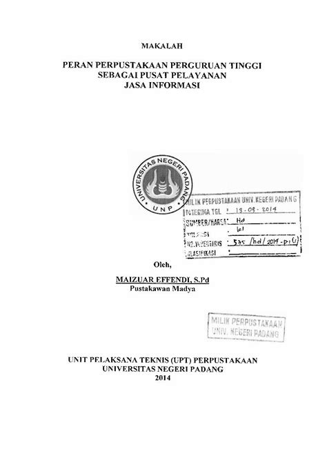 PDF PERAN PERPUSTAKAAN PERGURUAN TINGGI SEBAGAI Repository Unp