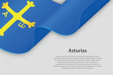 3d Ribbon With Flag Asturias Spanish Autonomus Community Isolated On