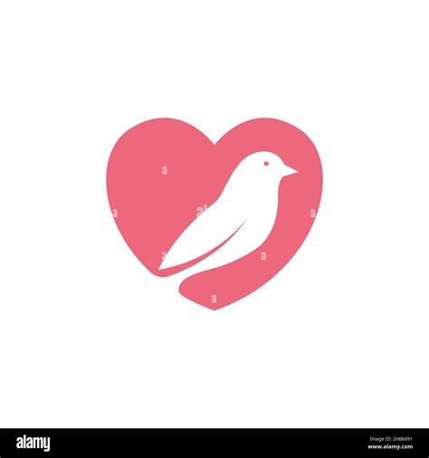 Negative Space Bird With Love Logo Design Vector Graphic Symbol Icon Sign Illustration Creative