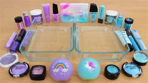 Lavender Vs Blue Mixing Makeup Eyeshadow Into Slime Special Series