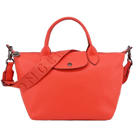 LONGCHAMP LE PLIAGE XTRA系列牛皮手提 斜背兩用水餃包 小 柳橙 歐系精品包 配件 Yahoo奇摩購物中心