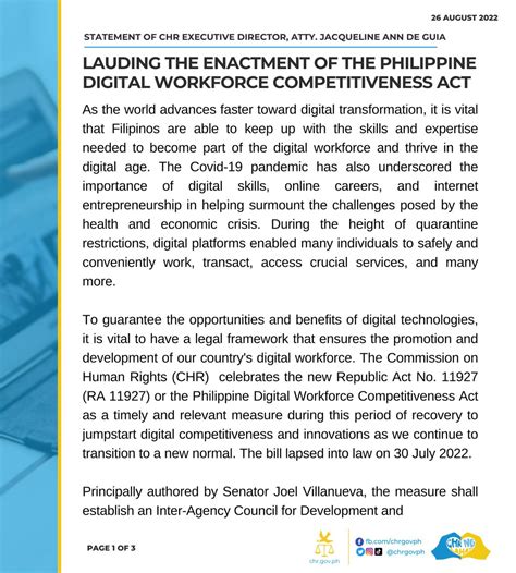 Chr Philippines On Twitter Read Statement Of Chr Executive Director Atty Jacqueline Ann De