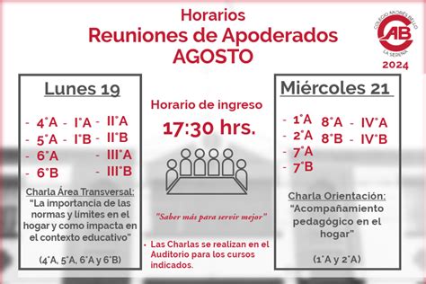 Distribuci N Reuniones De Apoderados Mes De Agosto Colegio Andr S