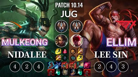 HLE Mulkeong Nidalee Vs T1 Ellim Lee Sin Jungle KR Patch 10 14 YouTube