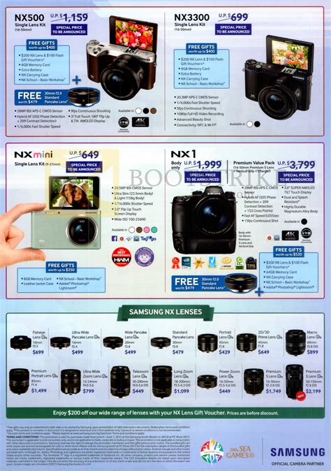 Samsung (No Prices) Digital Cameras, Lenses, NX500, NX3300, NX Mini, NX1, Lenses PC SHOW 2015 ...