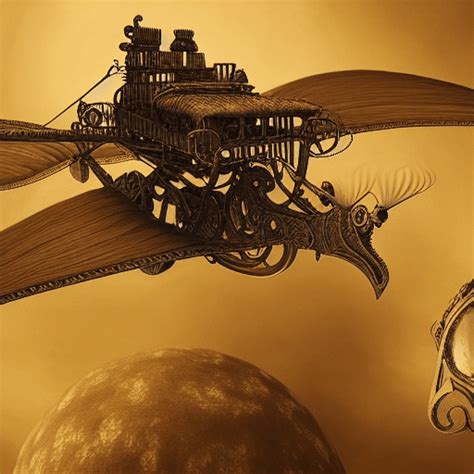 Fantasy Steampunk Flying Machine Graphic Creative Fabrica