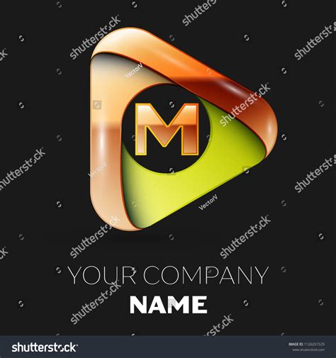 Realistic Golden Letter M Logo Symbol In Golden Royalty Free Stock