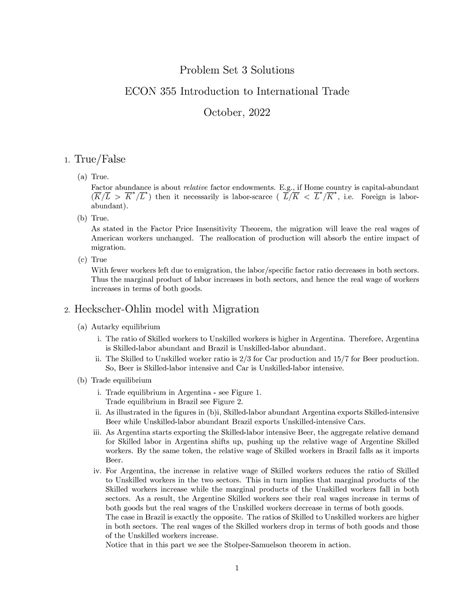 Pset Solutions W Problem Set Solutions Econ Introduction To