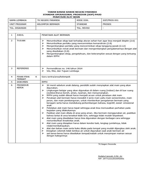 1 Sop Paud Penataan Alat Main Pdf