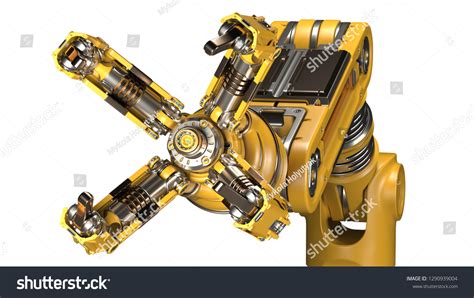 Robotic Arm Yellow Mechanical Hand Industrial Stock Illustration