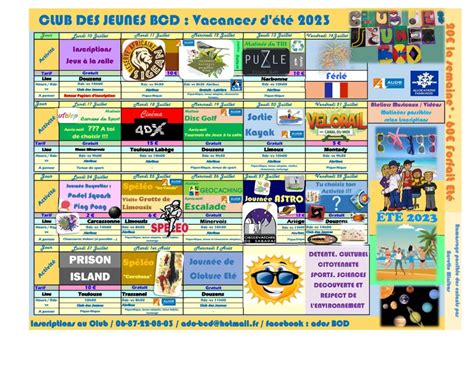 PROGRAMME DES VACANCES DETE DU CLUB DES JEUNES Mairie De Douzens