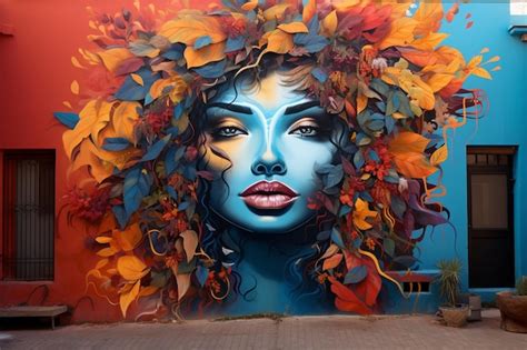 Premium AI Image Vibrant Street Art Covering The Walls Of An Urban