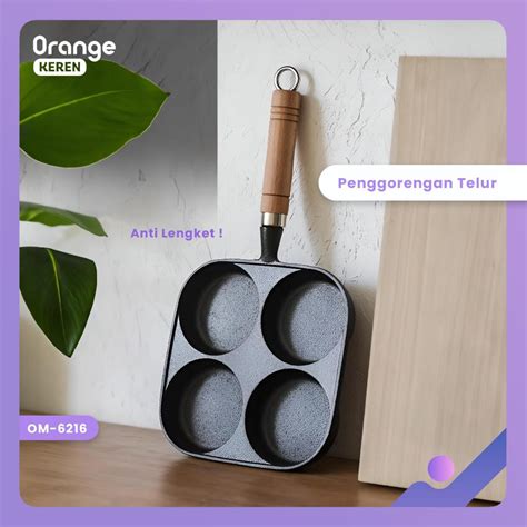 Jual ORANGE KEREN Wajan Penggorengan Telur Pancake 4 Lubang Non Stick