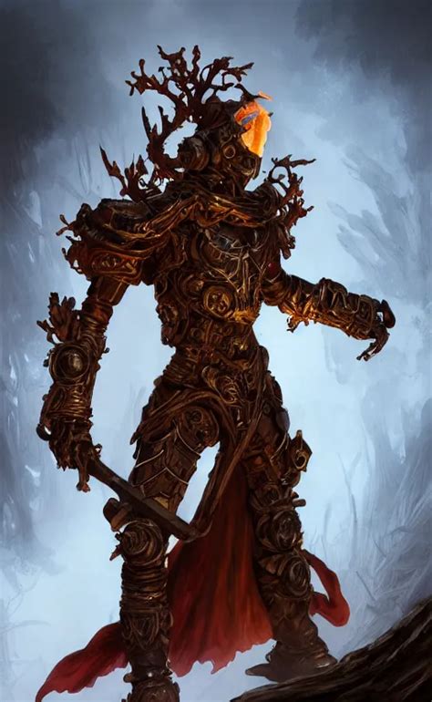 Warforged Wildfire Druid Dramatic Pose D And D Stable Diffusion