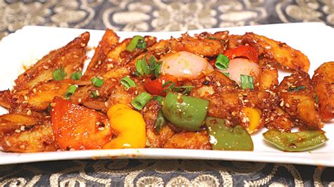 Crispy Honey Chilli Potatoes Baked Air Fryer Recipe How To Make Healthy Crispy Chilli