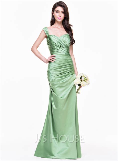 Trumpet Mermaid Sweetheart Floor Length Satin Bridesmaid Dress With