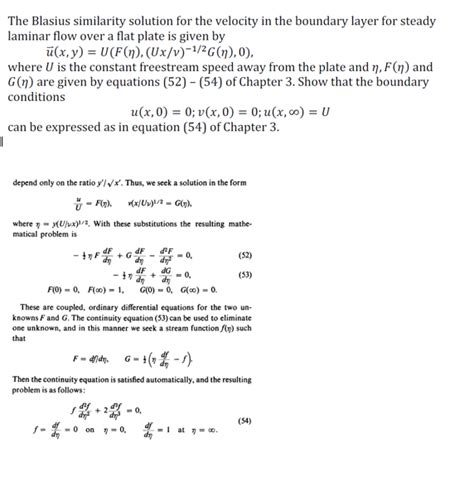 Solved The Blasius Similarity Solution For The Velocity In