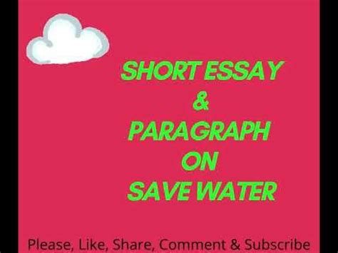 Short Essay Paragraph On Save Water For Students Essay Writing