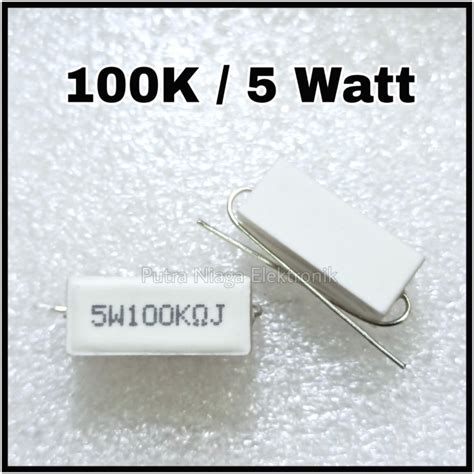 Jual Resistor 100K Ohm 5 Watt 100Kohm 5W Keramik Kapur Cemen 100K