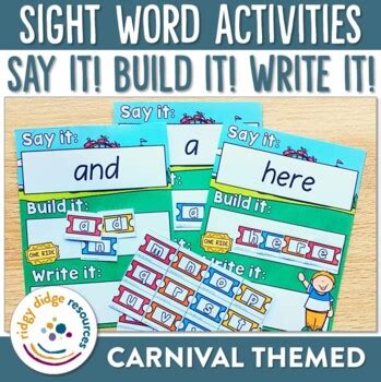 High Frequency Word Carnival Say It Build It Write It By Ridgy Didge