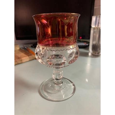 Mid Century Kings Crown Ruby Red Thumbprint Cordial Glasses Set Of 6 Chairish