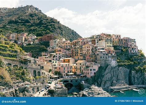 Aerial View Of The Village Vernazza Situated In The Stunning Coastal