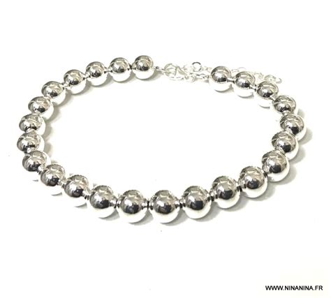 Bracelet Perles Argent Plaqu Mm Pour Femme Ninanina