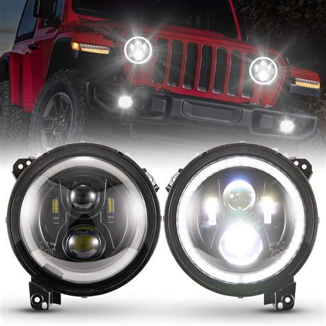 Buy Bunker Indust Wrangler Jl Inch Led Headlights With Halo Drl Pair