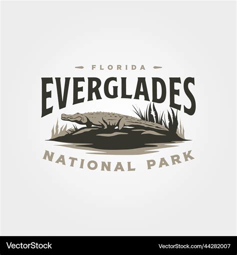 Everglades vintage logo with crocodile design Vector Image