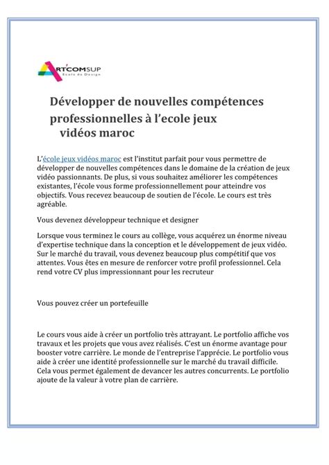 PPT Développer de nouvelles compétences professionnelles à lecole