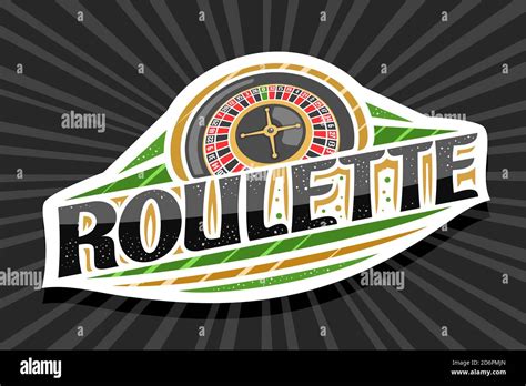 Vector Logo For Roulette White Modern Badge With Illustration Of Top