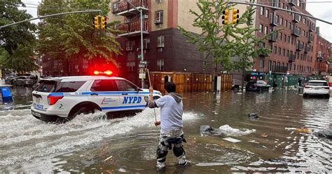 New York City underwater with flooding submerging cars in state of ...