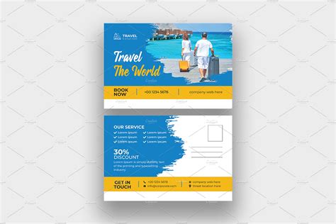 Modern Travel Postcard Template | Card Templates ~ Creative Market