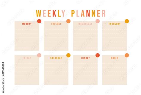 Weekly planner, bullet journal planner template, vector illustration ...